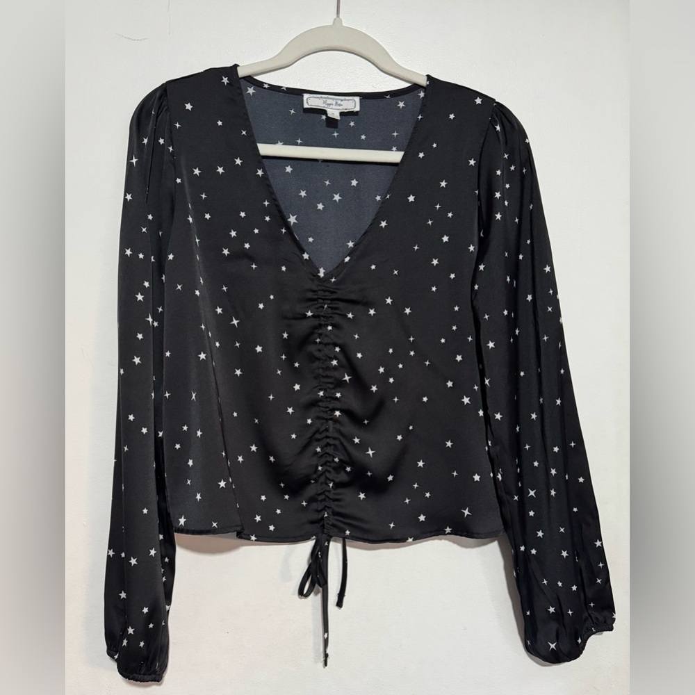 Hippie Rose Black Starry Blouse size M.